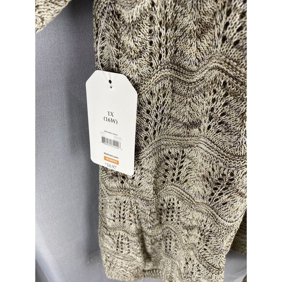 Faded Glory Womens Sz 1X Open Front Brown Cardigan Short Sleeve - Picture 8 of 11